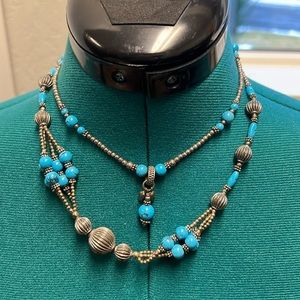 Authentic Silver/Blue Necklace Set